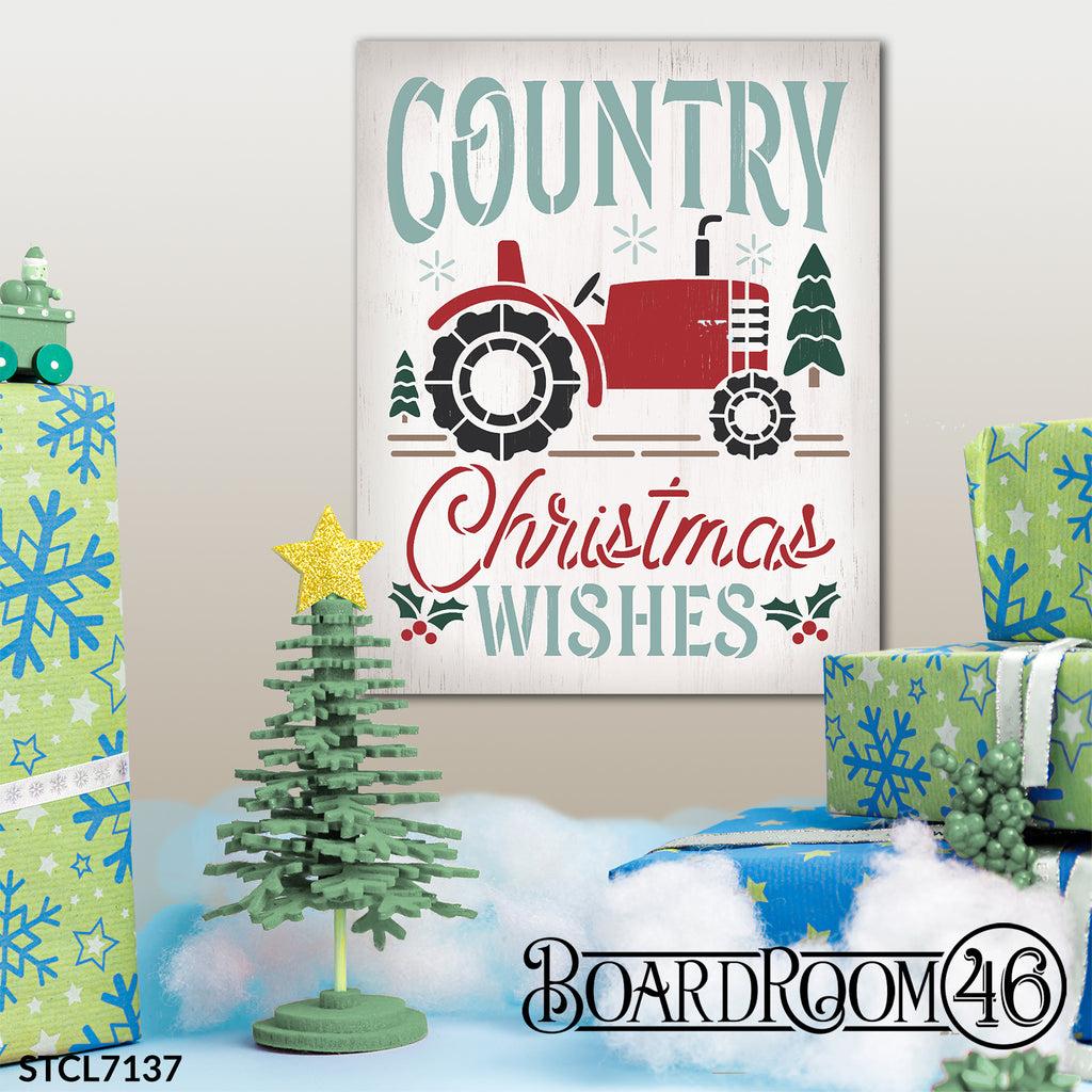 7137 COUNTRY CHRISTMAS RED TRACTOR SIGN 16X20