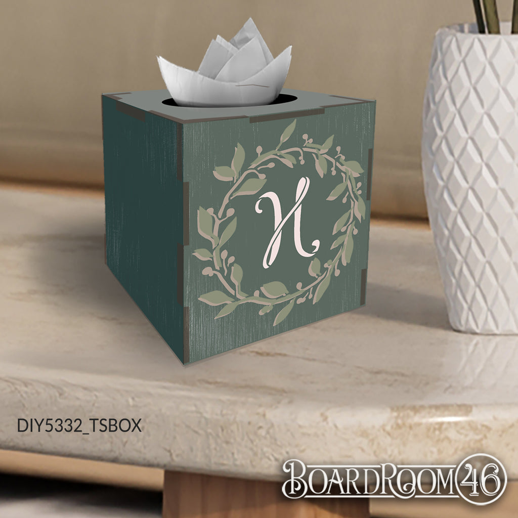 DIY5332 Monogram and Wreath Tissue Box