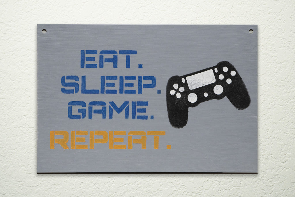 Eat, Sleep, Game, Repeat - Playstation Controller DIY to go Paint Kit | 7.5x5 Stencil and Board