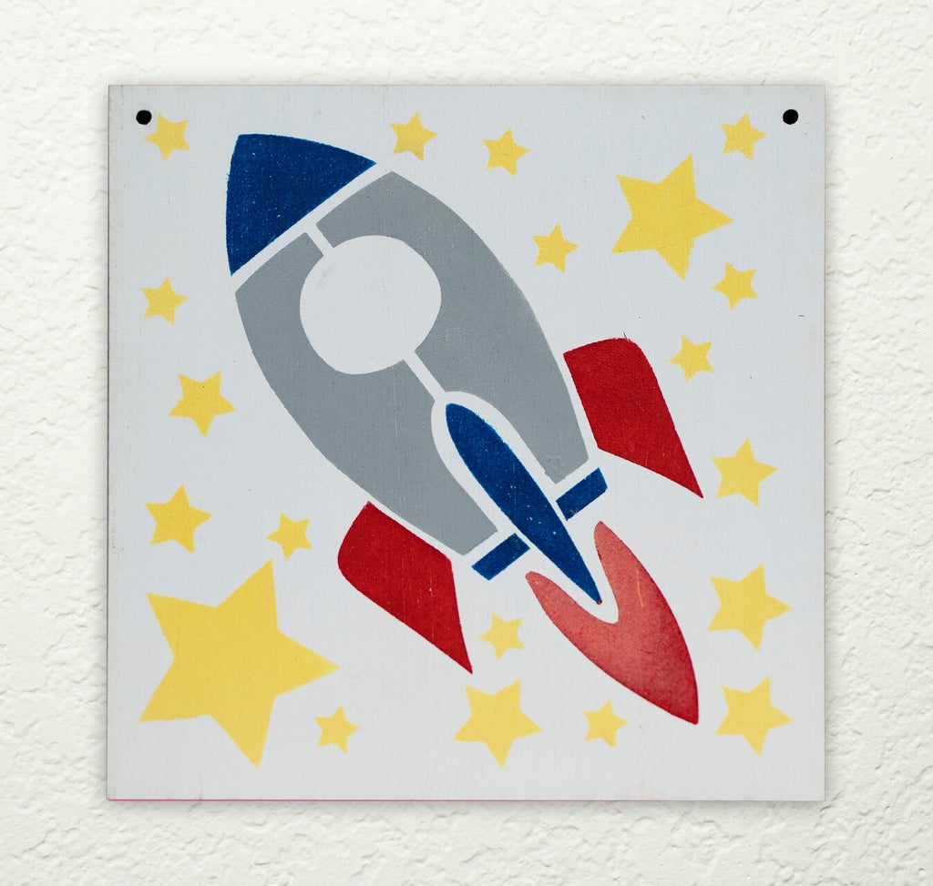 Rocket and Stars DIY to go Kit | 6x6 Stencil and Board