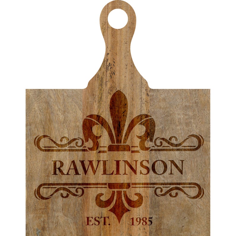 LPCB001 Personalized Cutting Board Fleur De Lis with Name
