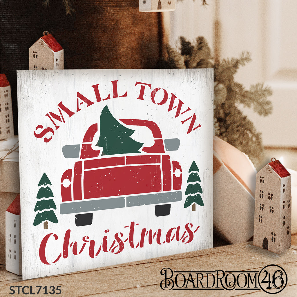 7135 15X15 SMALL TOWN CHRISTMAS RED TRUCK SIGN