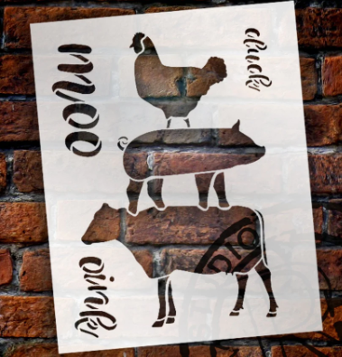 Cluck Oink Moo | Chicken Pig Cow | Craft DIY Farmhouse Home Decor | Paint Wood Sign  | STCL5643_2 |  11" x 13.75"