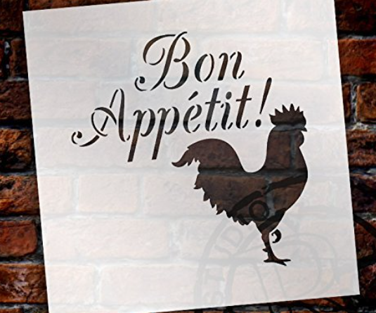 Bon Appetit - Rooster - Word Art Stencil - 10" x 10" - STCL1990_2