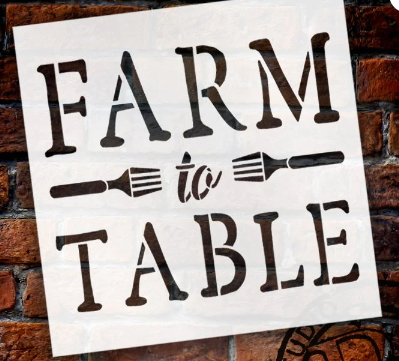 Farm to Table Stencil with Forks | DIY Farmhouse Kitchen & Home Decor | Craft & Paint Rustic Wood Signs | 12x12 | STCL5647_2