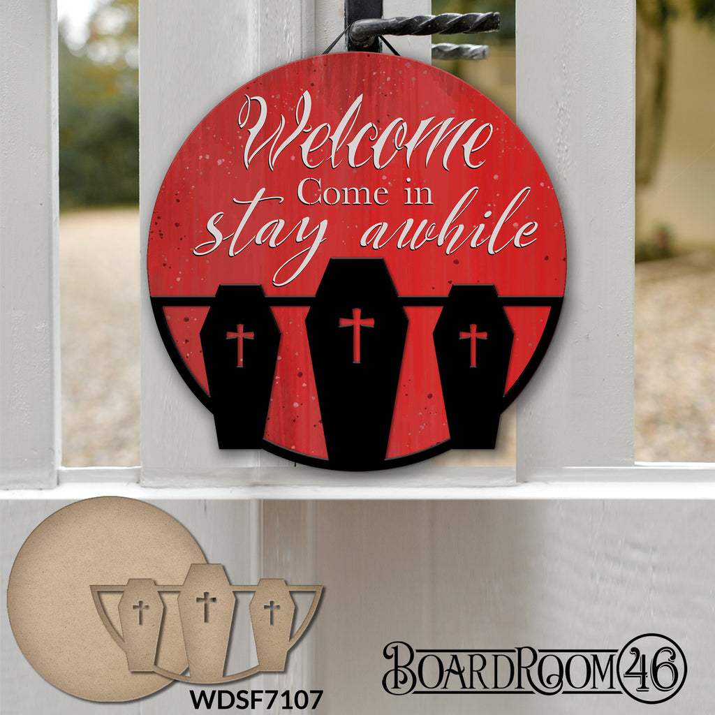 15" Round Stacked Sign with Coffin Embellishments