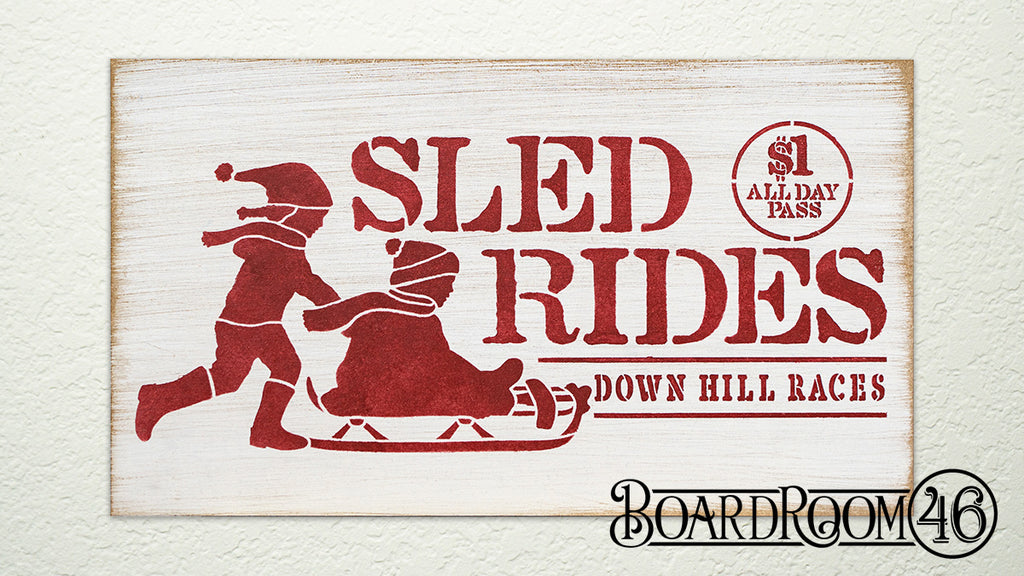 Sled Rides DIY to go Kit | 18x8.25 Size Stencil and Board