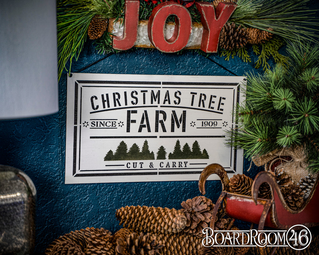 Christmas Tree Farm Since 1909 DIY to go Kit | 15.75x9 Size Stencil and Board
