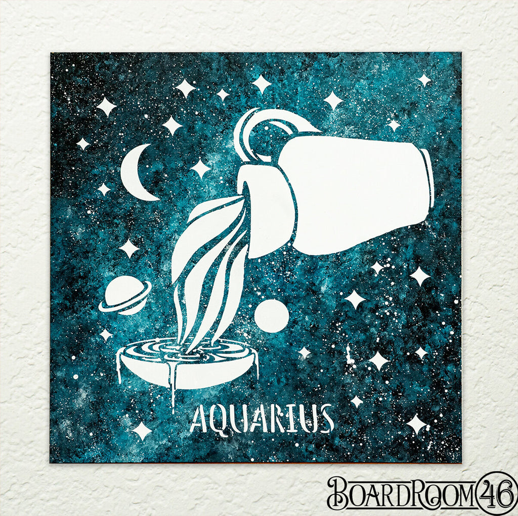 Zodiac Aquarius DIY to Go Kit l 9x9 Stencil and Board