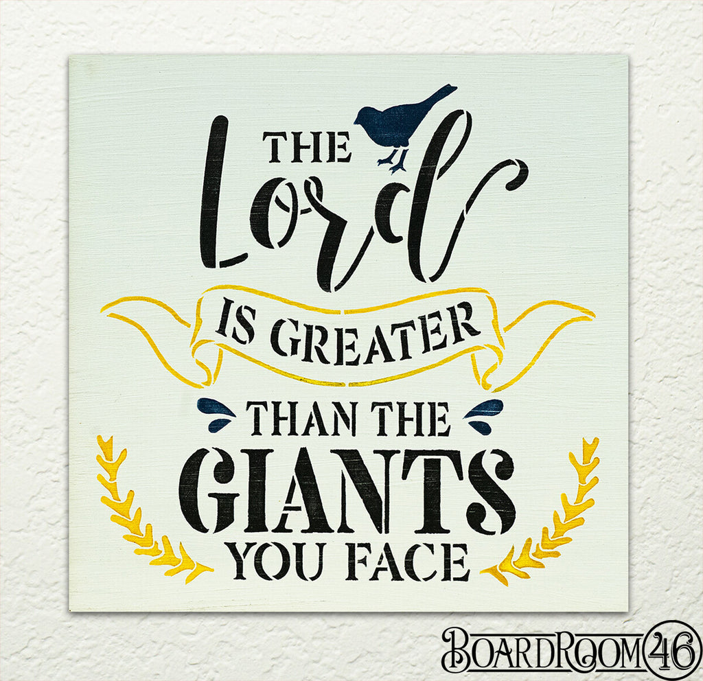 The Lord is Greater Than The Giants You Face DIY to go Kit | 9x9 Stencil and Board