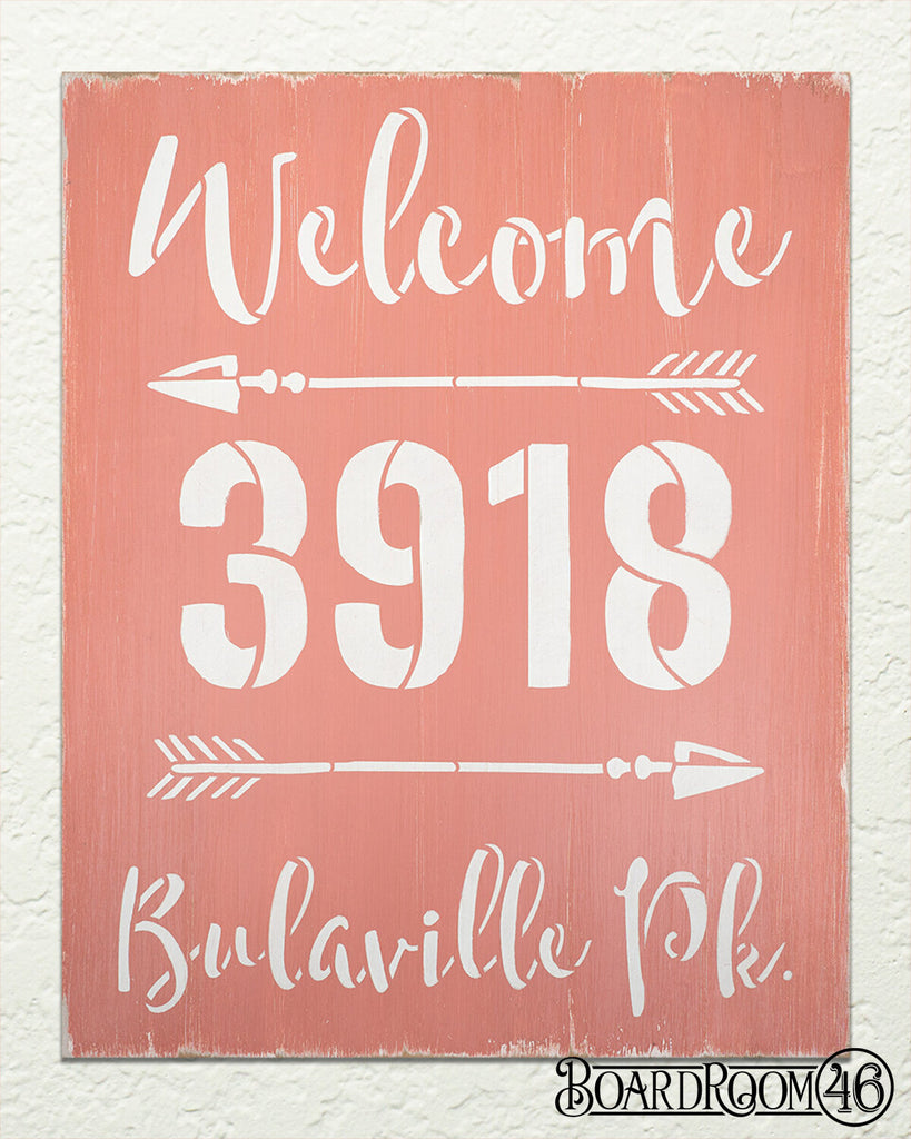 BRWS5428 Personalized Address Sign- Rustic Welcome l 16x20
