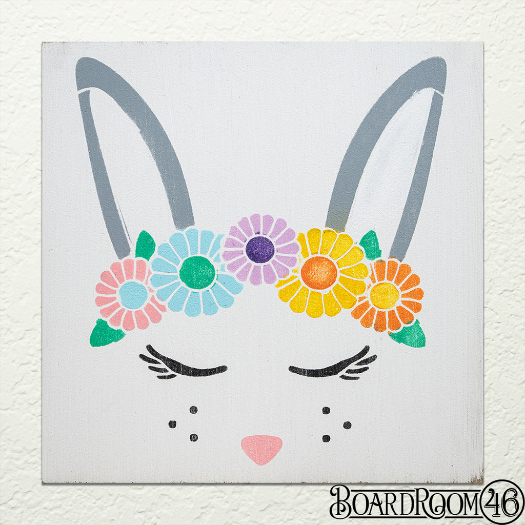Flower Crown Bunny DIY to go Kit | 6x6 Stencil and Board