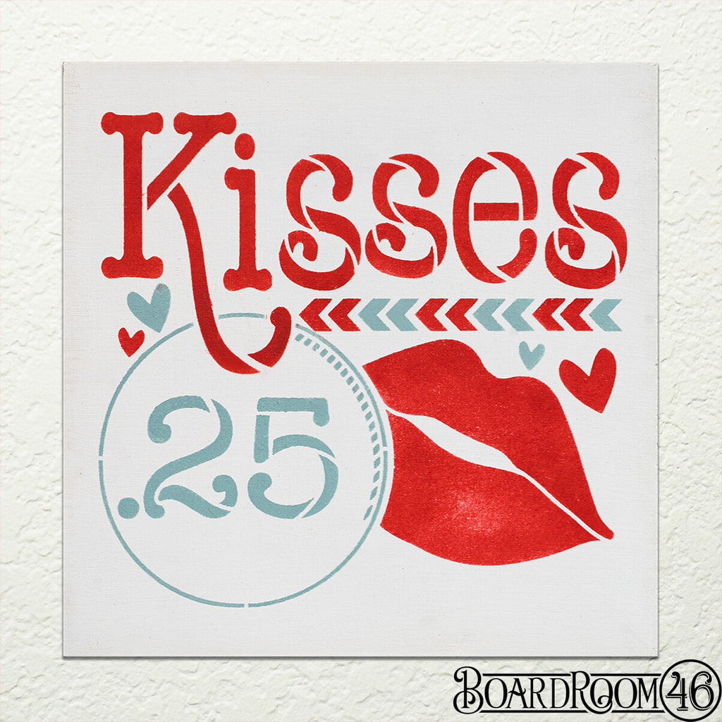 Kisses 25 Cents DIY to go Kit | 9x9 Size Stencil and Board