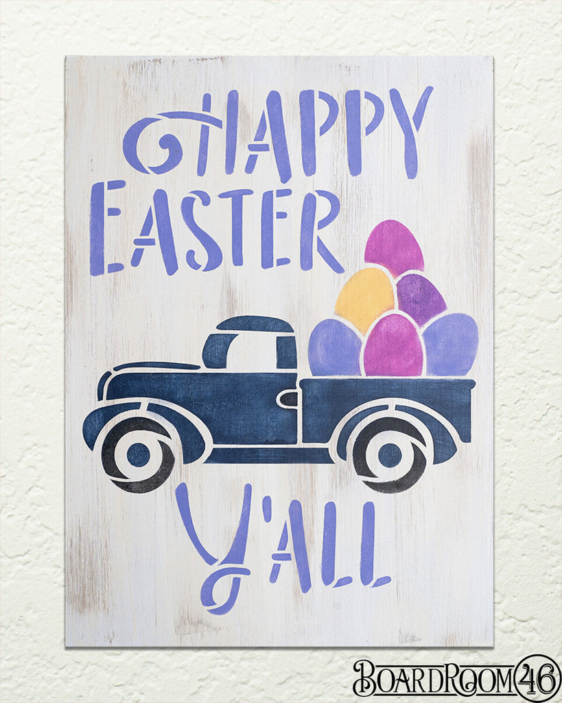 BRWS5616 Happy Easter Y'all with Truck 13x18