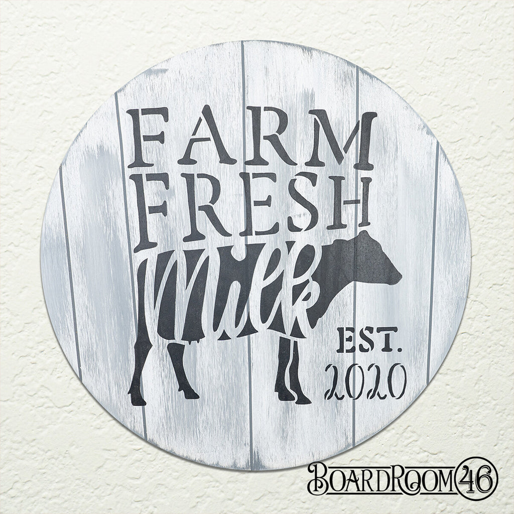 BRWS5645 Farm Fresh Milk Personalized l 18x18 Square l Pictured as 18" Round