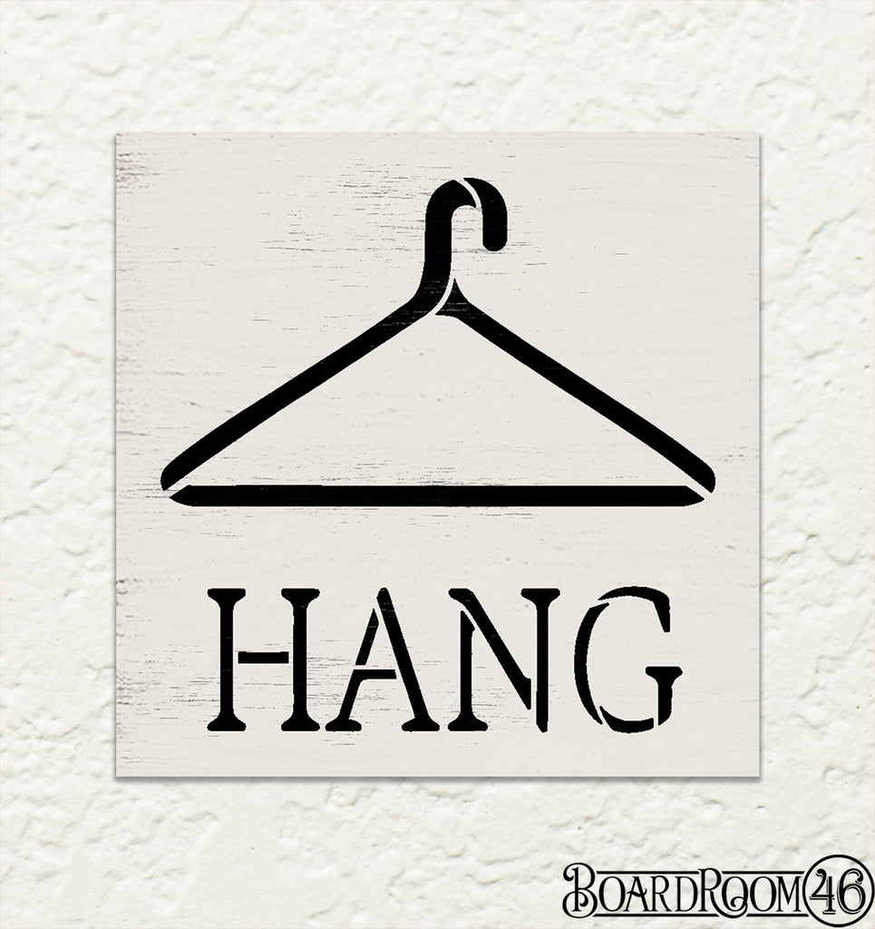 BRIB5659 Hang Laundry Symbol with Hanger DIY to Go Kit l 9x9 Stencil and Board