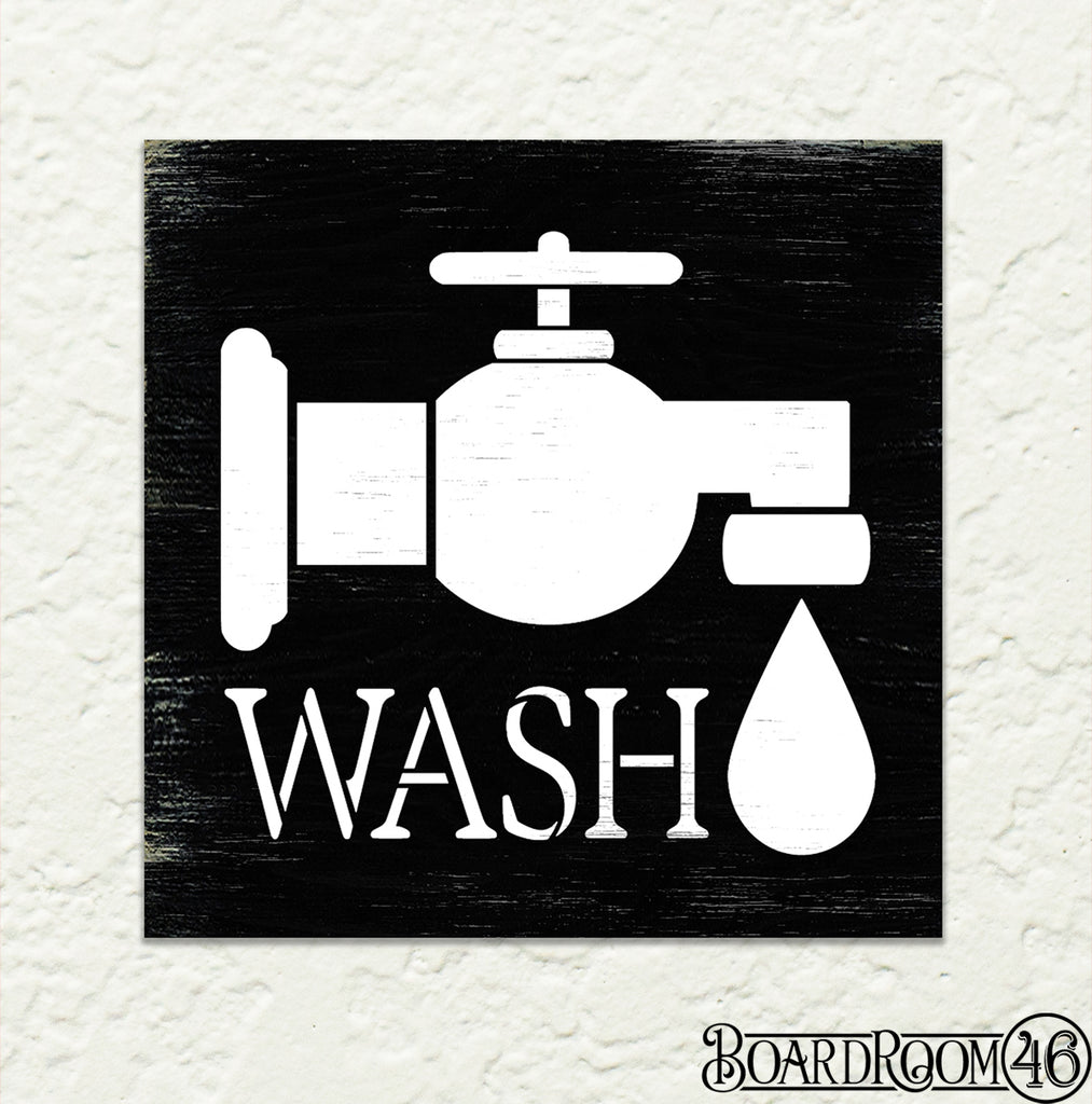 BRIB5661 Wash Laundry Symbol with Faucet DIY to Go Kit l 9x9 Stencil and Board