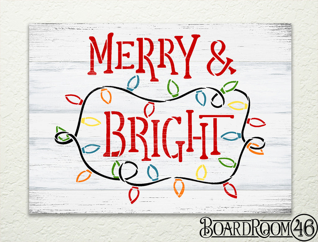 Merry & Bright with Lights DIY to Go Kit l 13.5x9.75 Stencil and Board