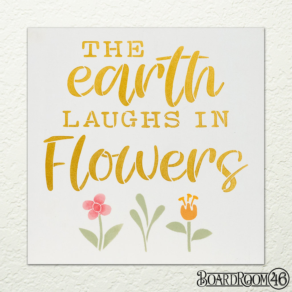 The Earth Laughs in Flowers DIY to go kit l 9x9 Stencil & Board