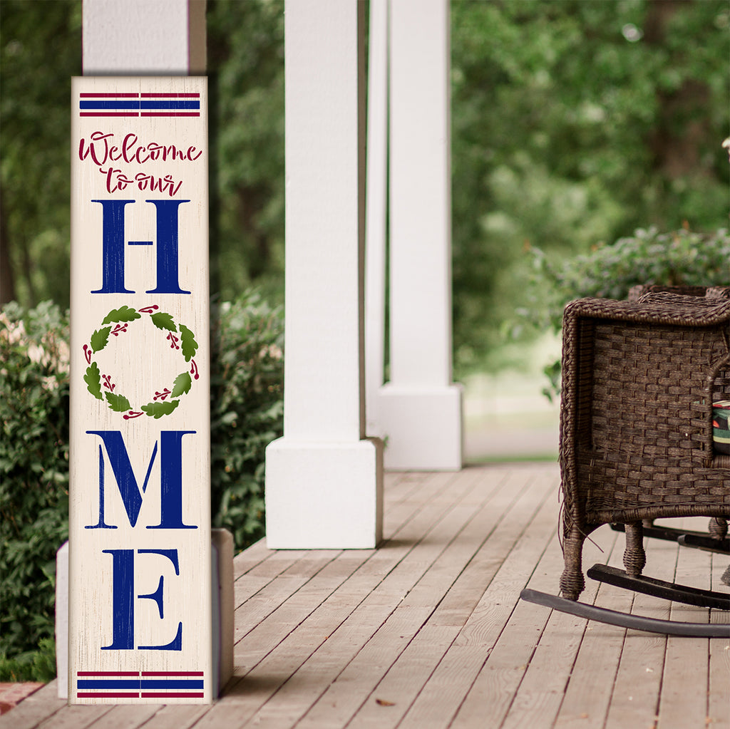 BRTS6476 Vertical Welcome to Our Home with Leaves 4ft