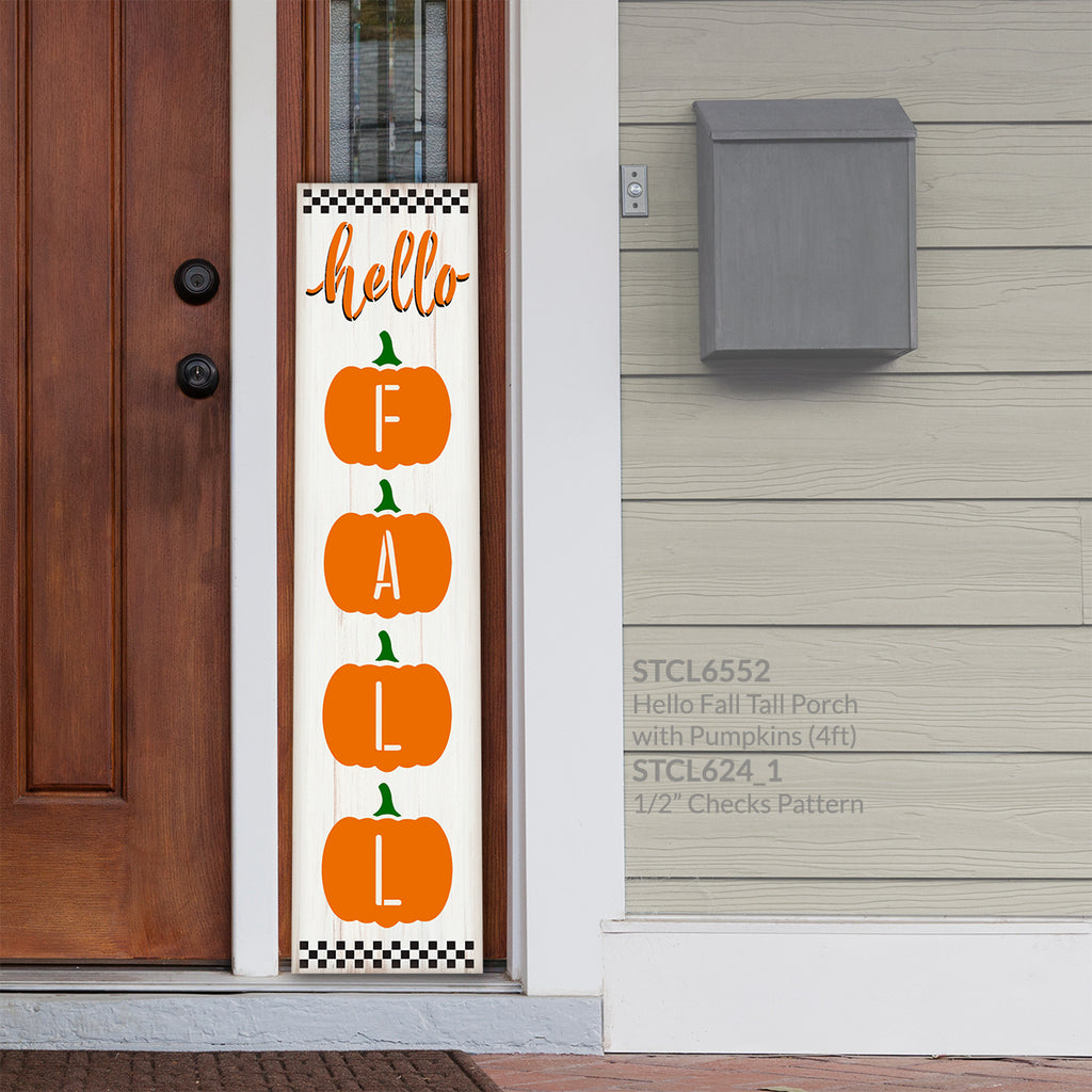 BRTS6552 Hello Fall Tall Porch with Pumpkins 4ft
