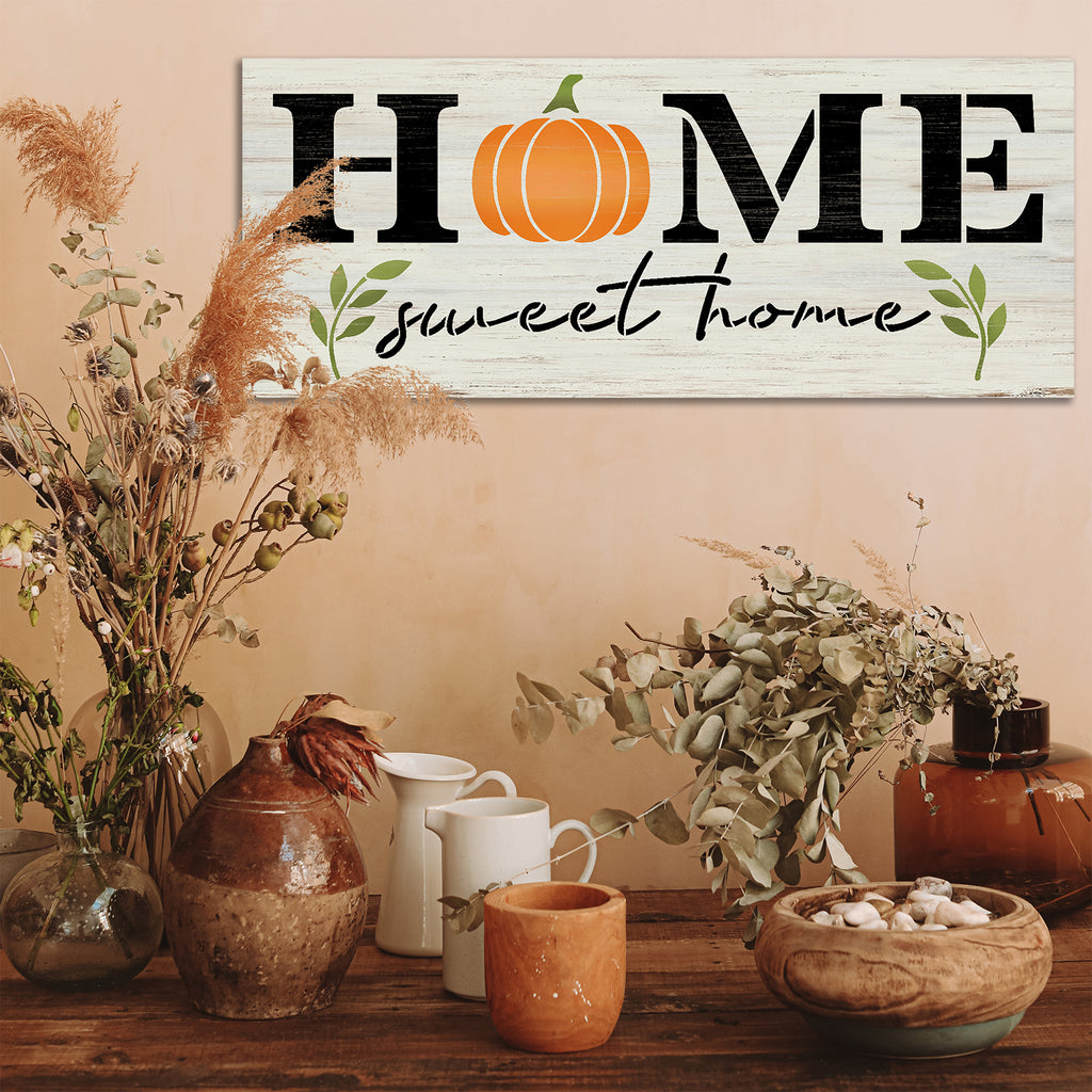 BRWS6572 Home Sweet Home with Pumpkin 27x11