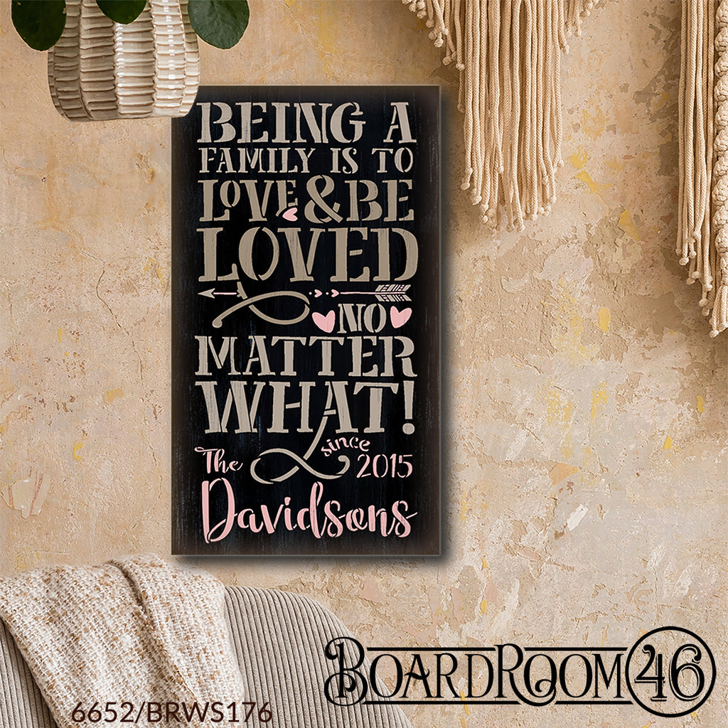 BRWS6652 Personalized To Love & Be Loved Family 21x12
