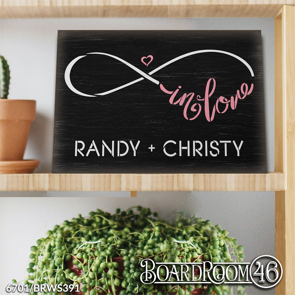 BRWS391 Personalized In Love Infinity Symbol 12x18