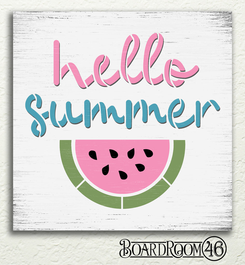 Hello Summer Watermelon DIY to Go Kit l 9x9 Stencil and Board