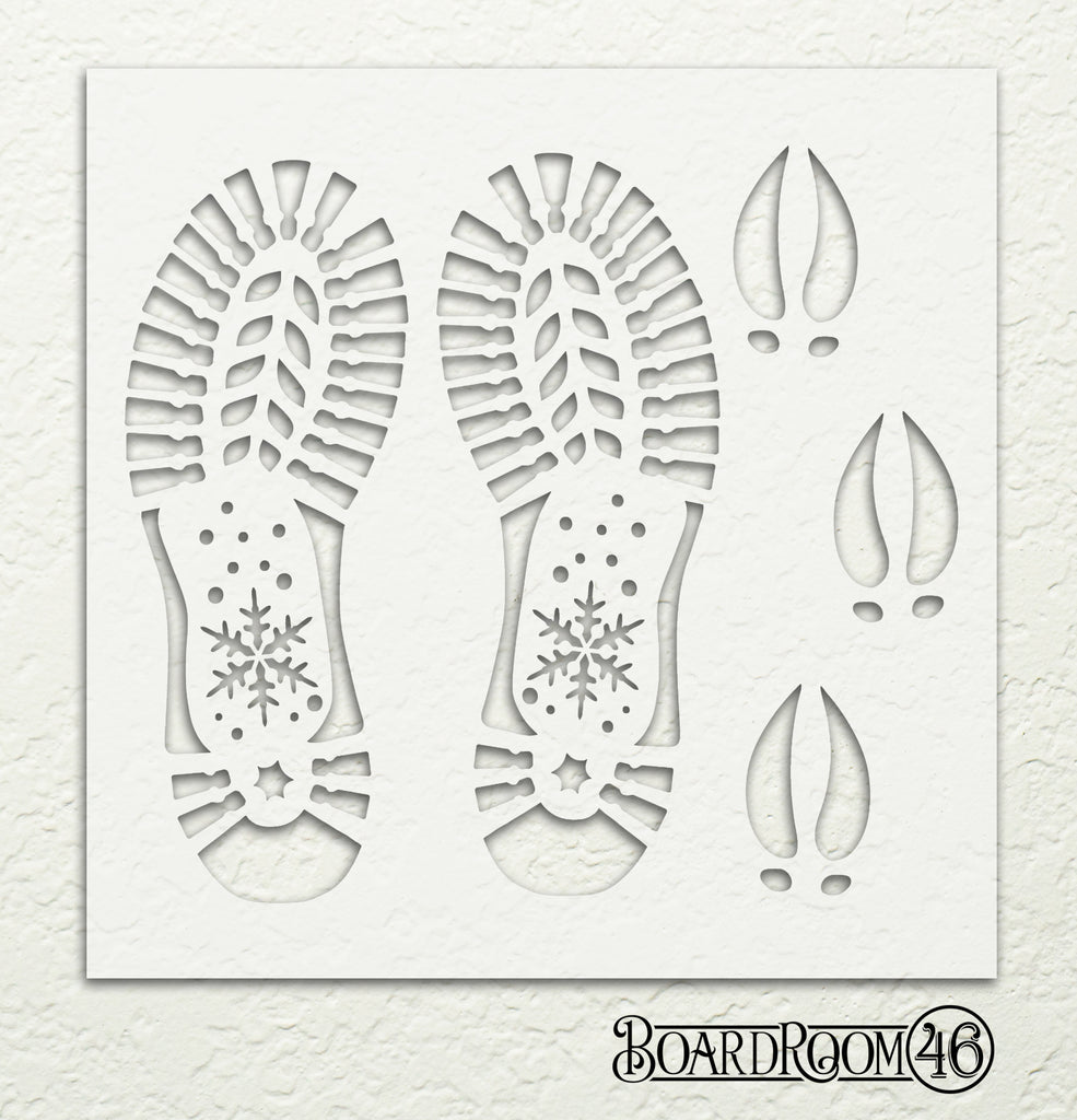 Santa Boots and reindeer Hoof Print DIY to Go Kit l 9x9 Stencil Only –  BoardRoom46