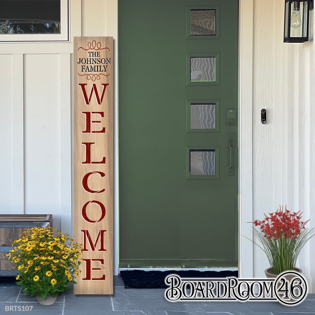 BRTS107 Welcome Personalized Family with Flourish 6ft