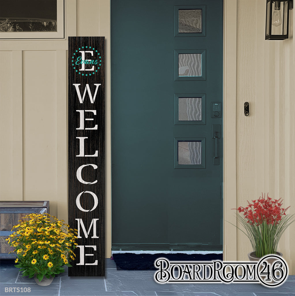 BRTS108 Welcome Family Monogram & Name with Dots 6ft