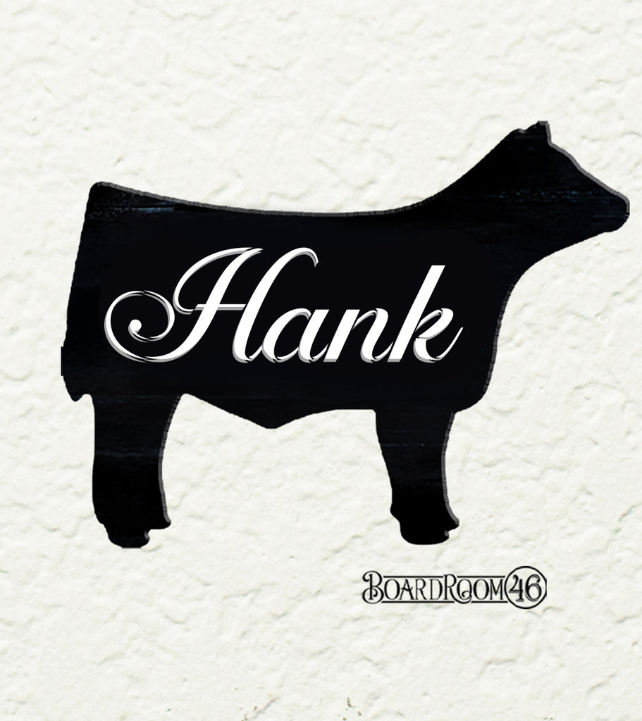 BRWS311 Personalized Script Name Cow 12x6