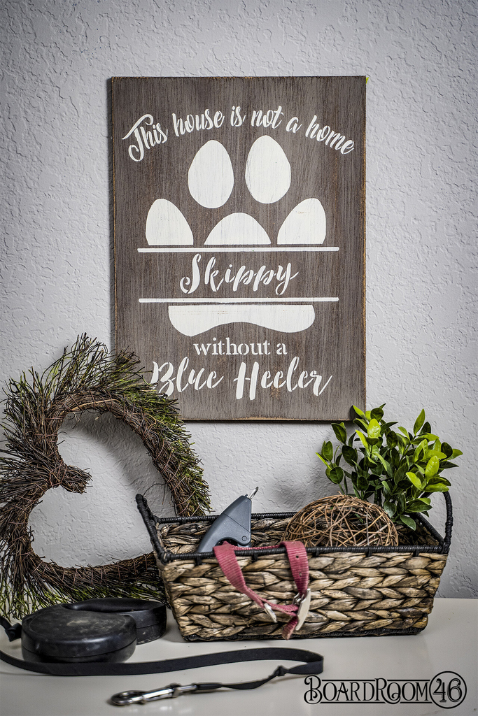 BRWS5169 Home with Dog Paw- Personalized 11x15