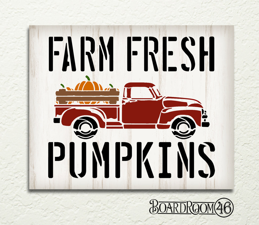 BRWS519 Farm Fresh Pumpkins with Truck 20x16