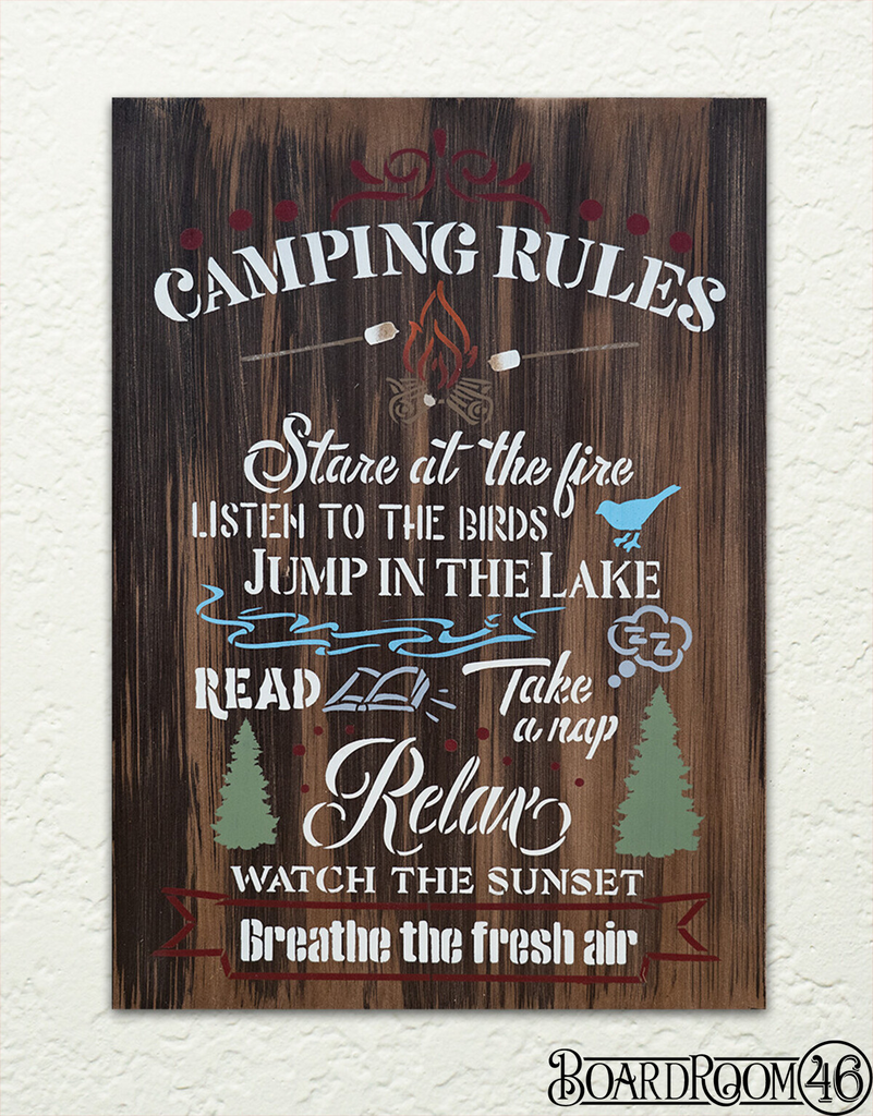 BRWS5277 Camping Rules SGNM 18x13