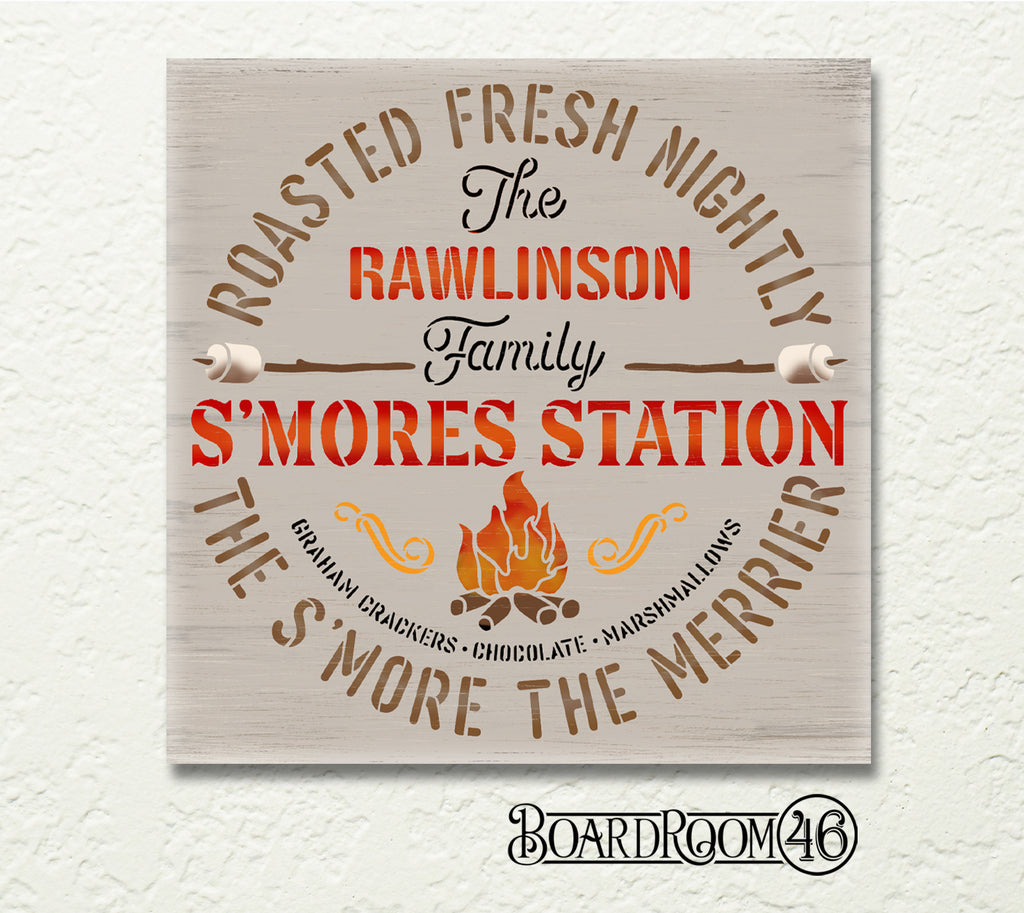 BRWS6100 Personalized Family S'mores Station 18x18