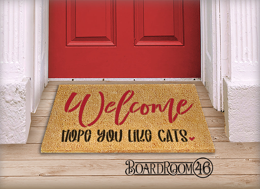 BRWS6158 Welcome Hope You Like Cats Doormat