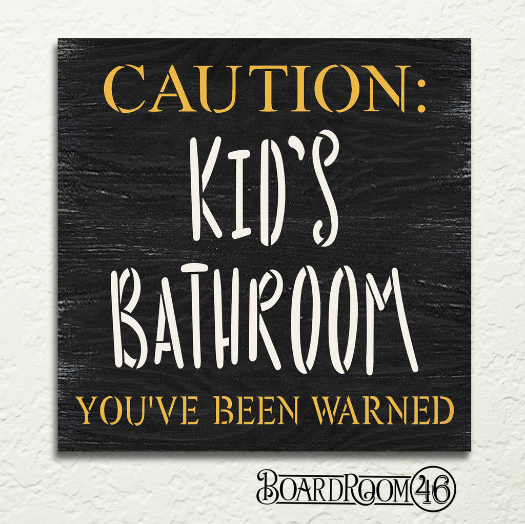 BRWS6163 Caution Kids Bathroom 18x18