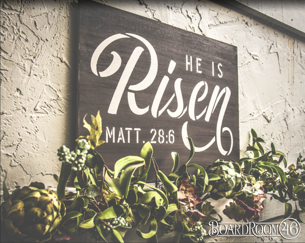 BRWS675 He Is Risen - Matthew 28-6 18x13