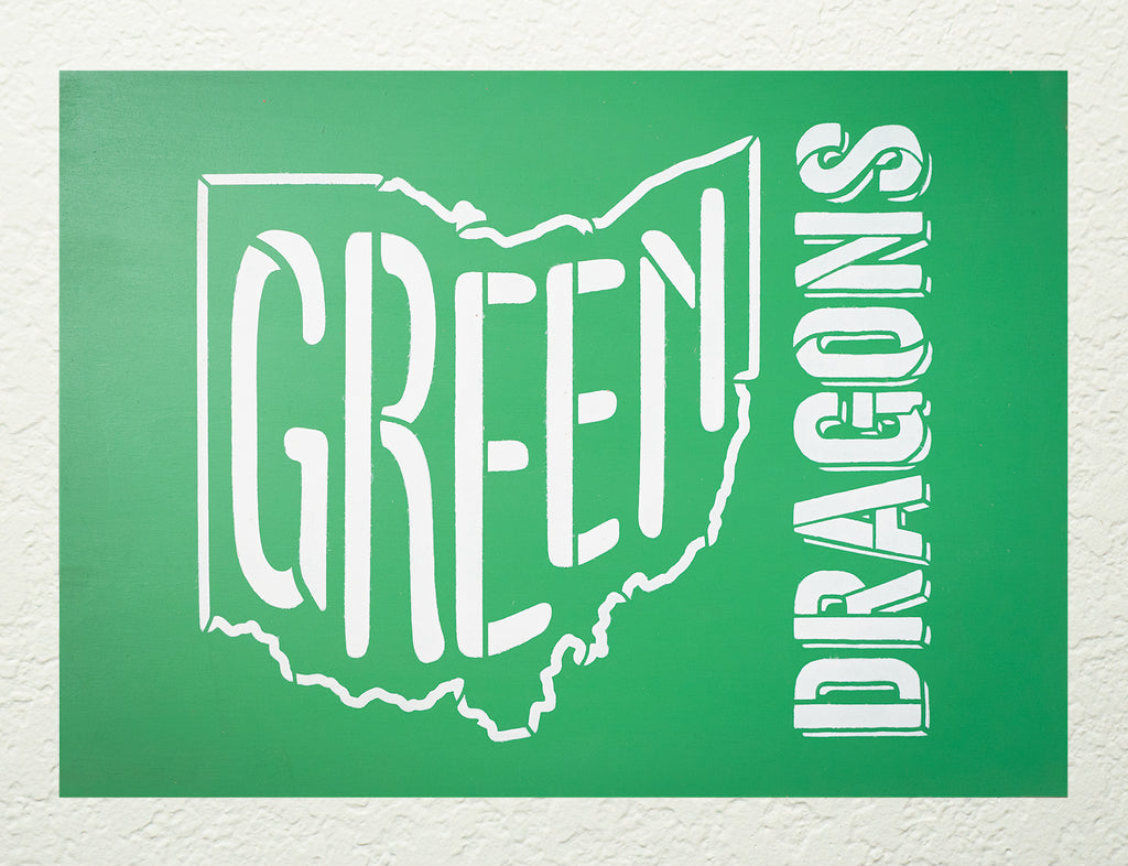 BRWS691 Ohio Schools Green Dragons 18x13