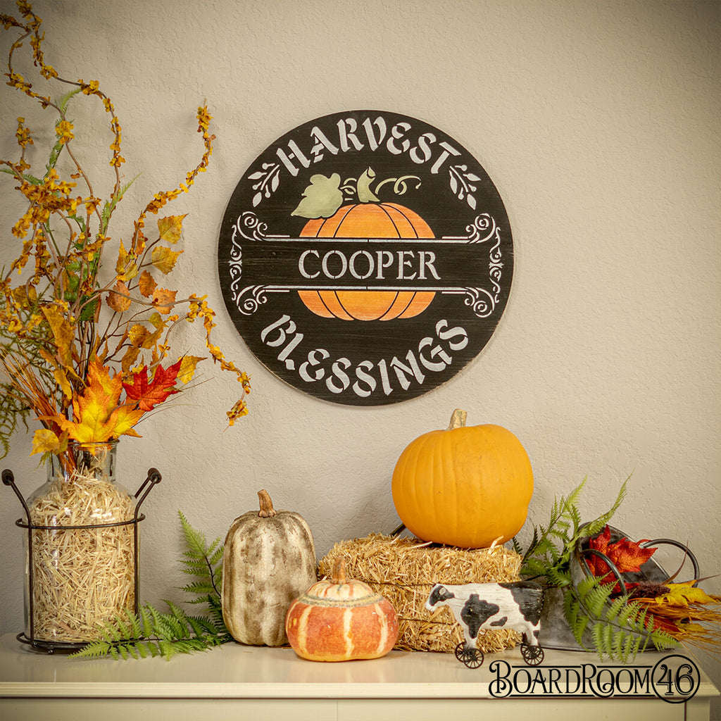BRWS706 Harvest Blessings Personalized 18x18