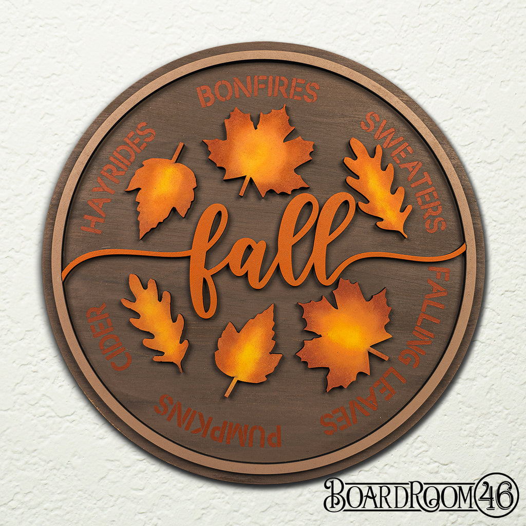 Fall Things 3D Stacked Signs 15" Round