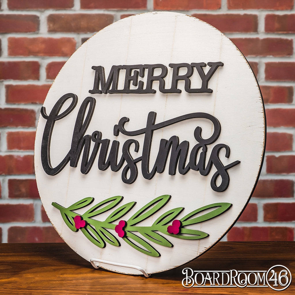 Merry Christmas 3D Stacked Sign 15" Round