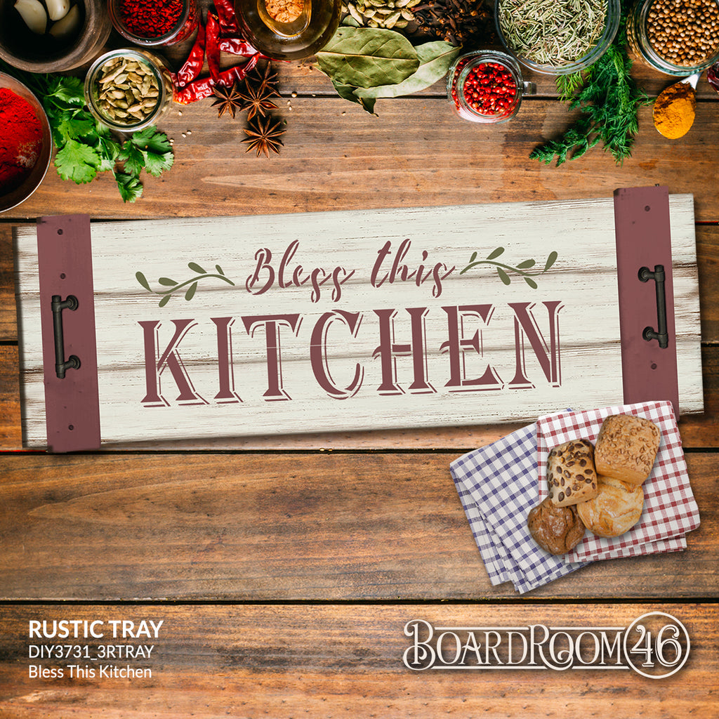 DIY3731 Bless This Kitchen Rustic Tray/Wall Hanger