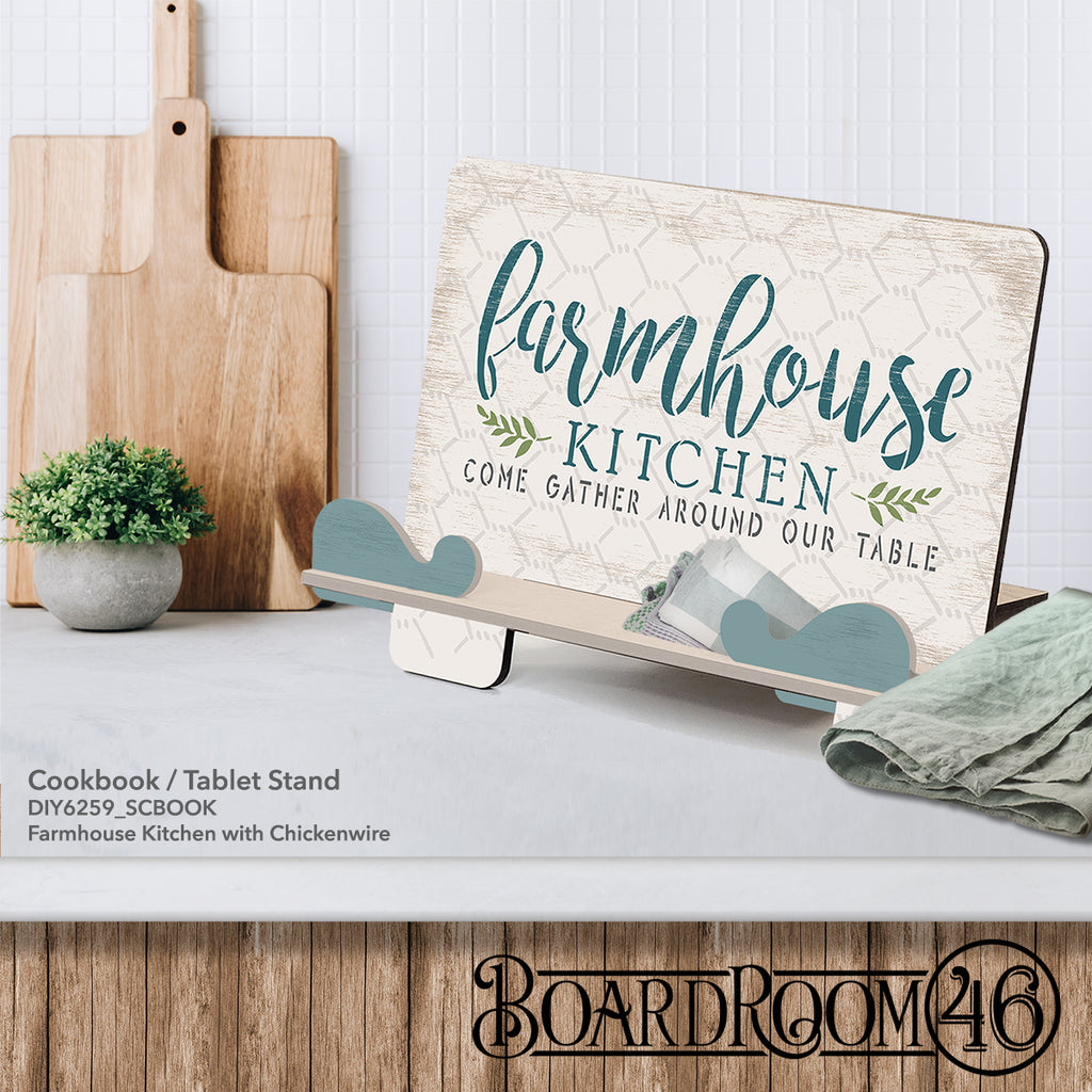 DIY6259 Farmhouse Kitchen with Chicken Wire Cookbook Stand