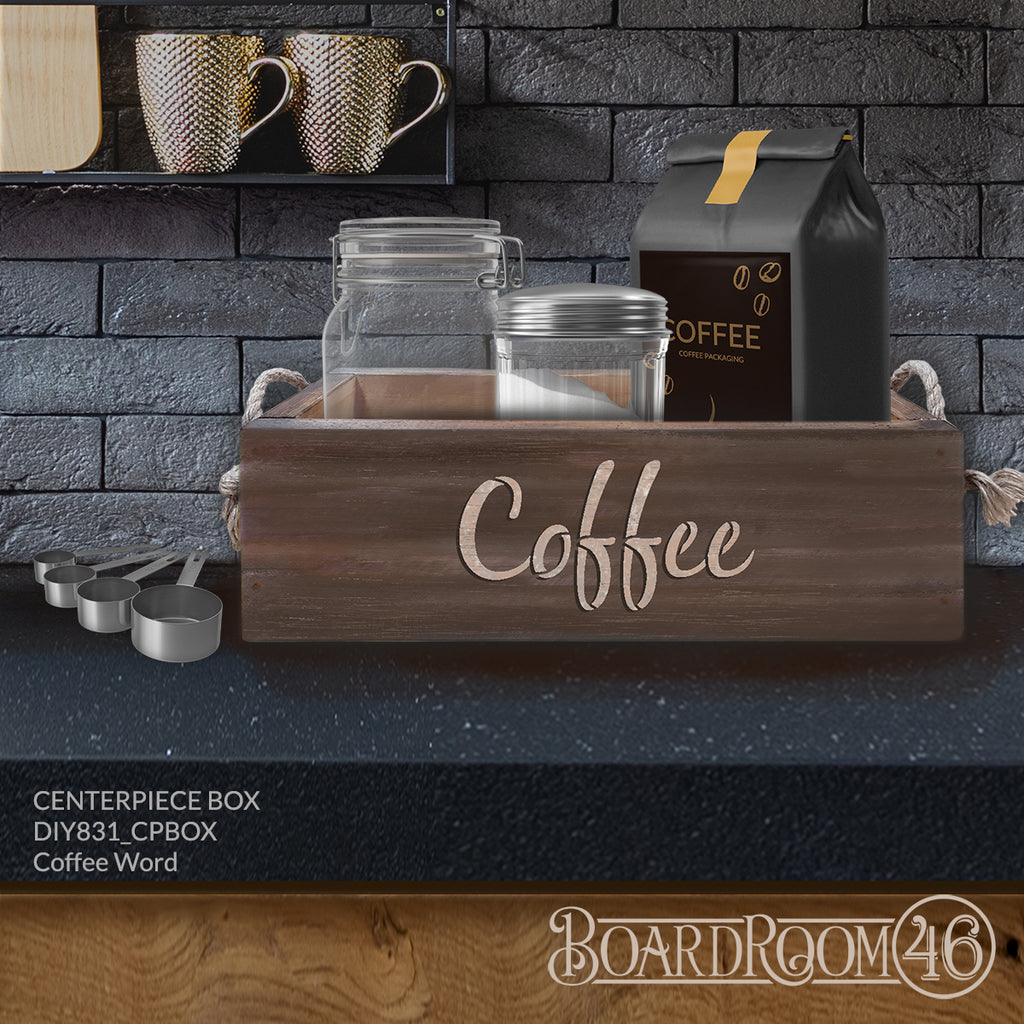 DIY831_CPBOX Coffee Word Casual Script Centerpiece Box