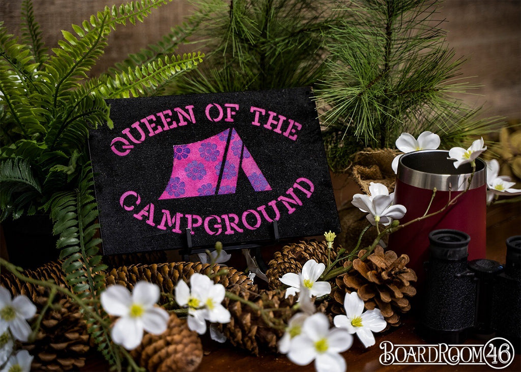 Queen of the Campground DIY to go Kit | 9x6 Stencil and Board