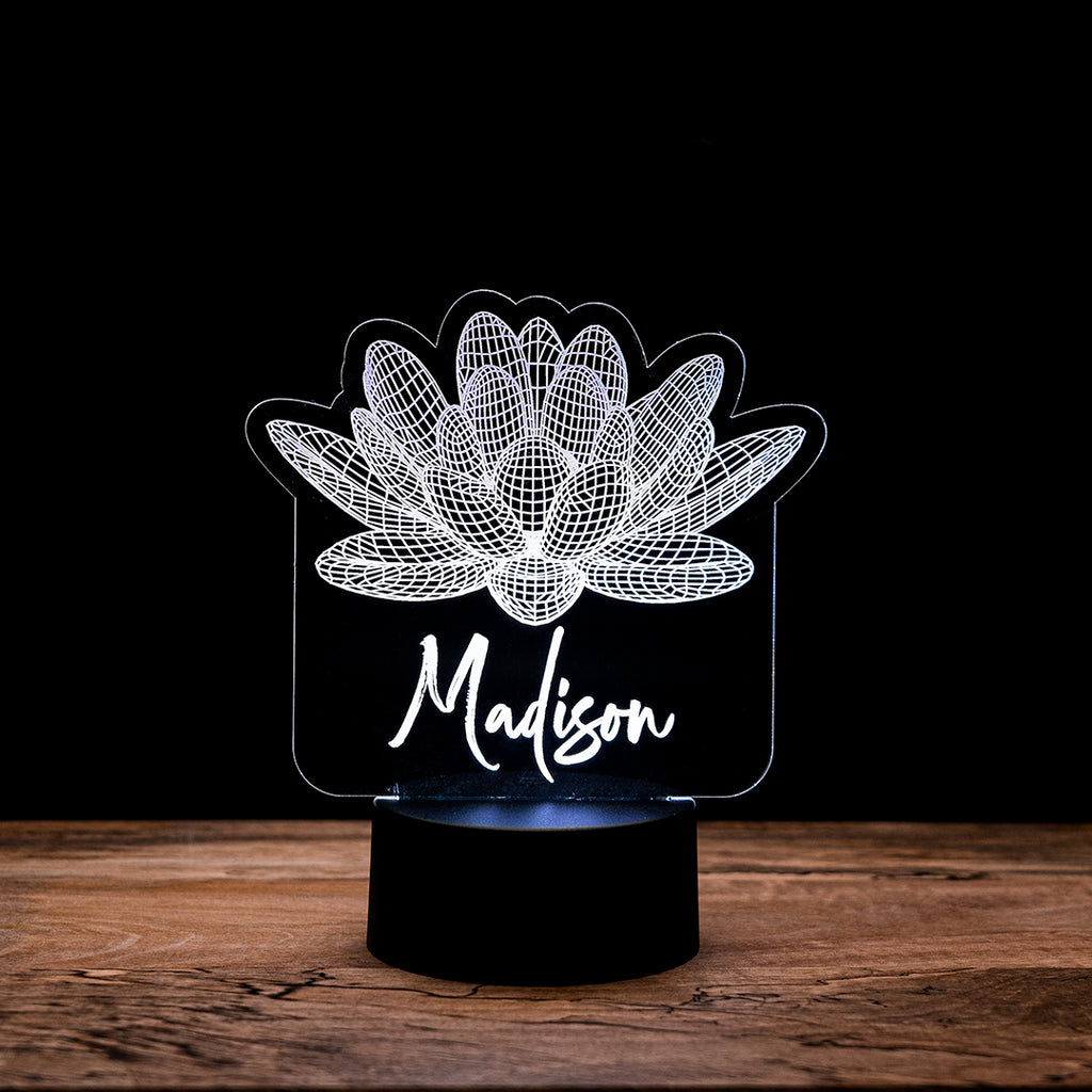 LPAG034 3D Lotus Flower Acrylic Light Up Sign with LED Base Night Light