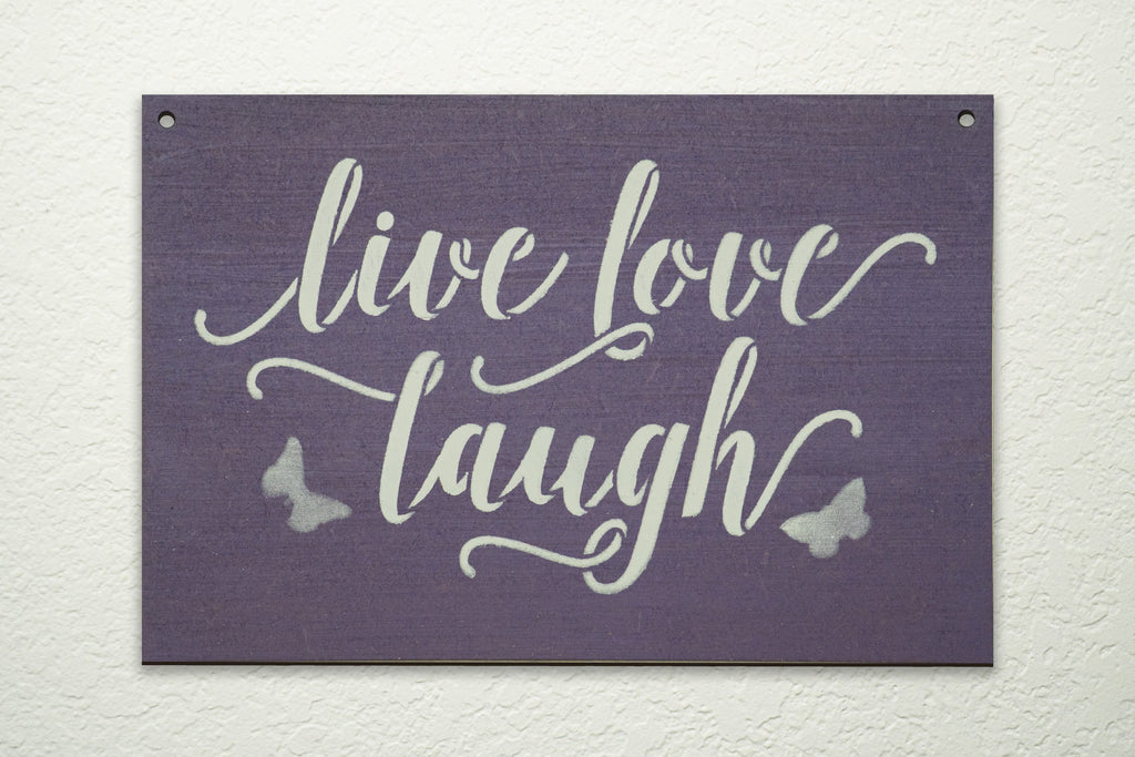 Live, Love, Laugh with Butterfly DIY to go Kit | 7.5x5 Stencil and Board